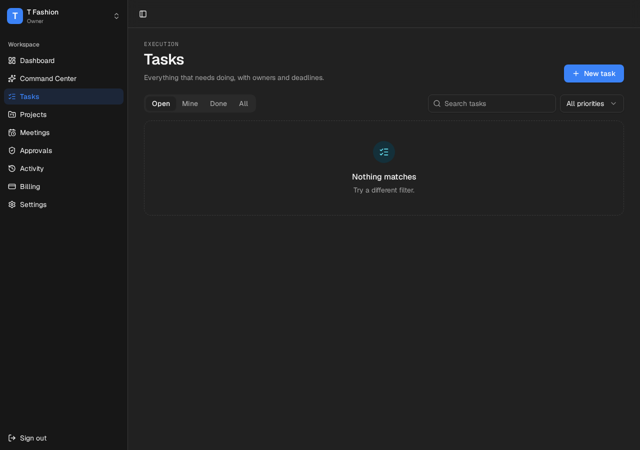 TOBENI AI tasks — everything that needs doing, with owners and deadlines